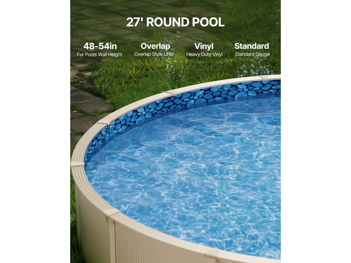 Revestimento Para Piscina Redonda Com Altura De Parede De 137,16 Cm De 823 Cm Da Vevor