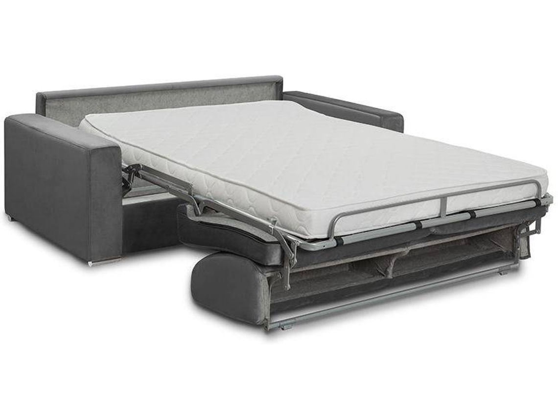 Sofá Cama Calife VENTE-UNIQUE (Cinza Antracite - Tecido e Veludo - 190x94x85 cm/Dimensões da cama: 160-179 cm)