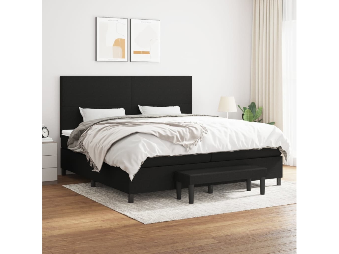 Cama Box Spring VIDAXL (Preto - Tecido - 203 x 200 x 128 cm)
