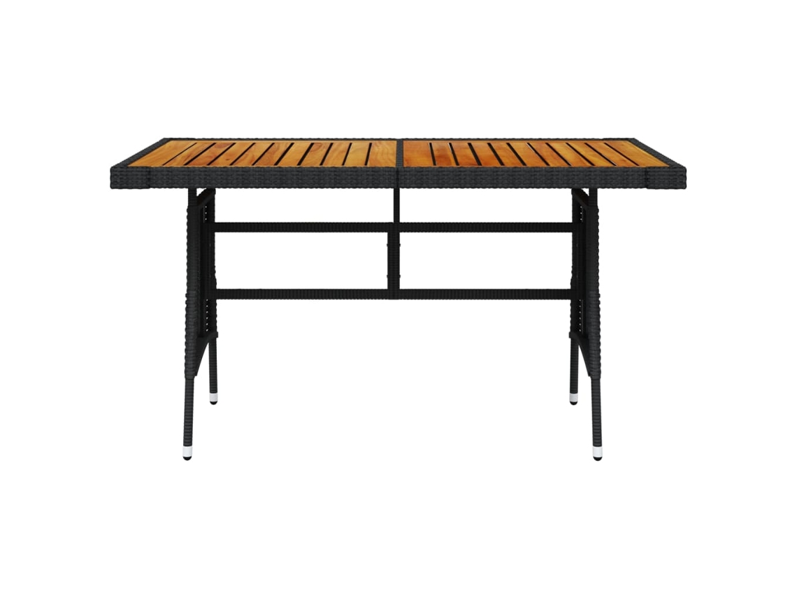 Mesa de jardim VIDAXL Preto Rattan / Vime (130x70x72 cm)