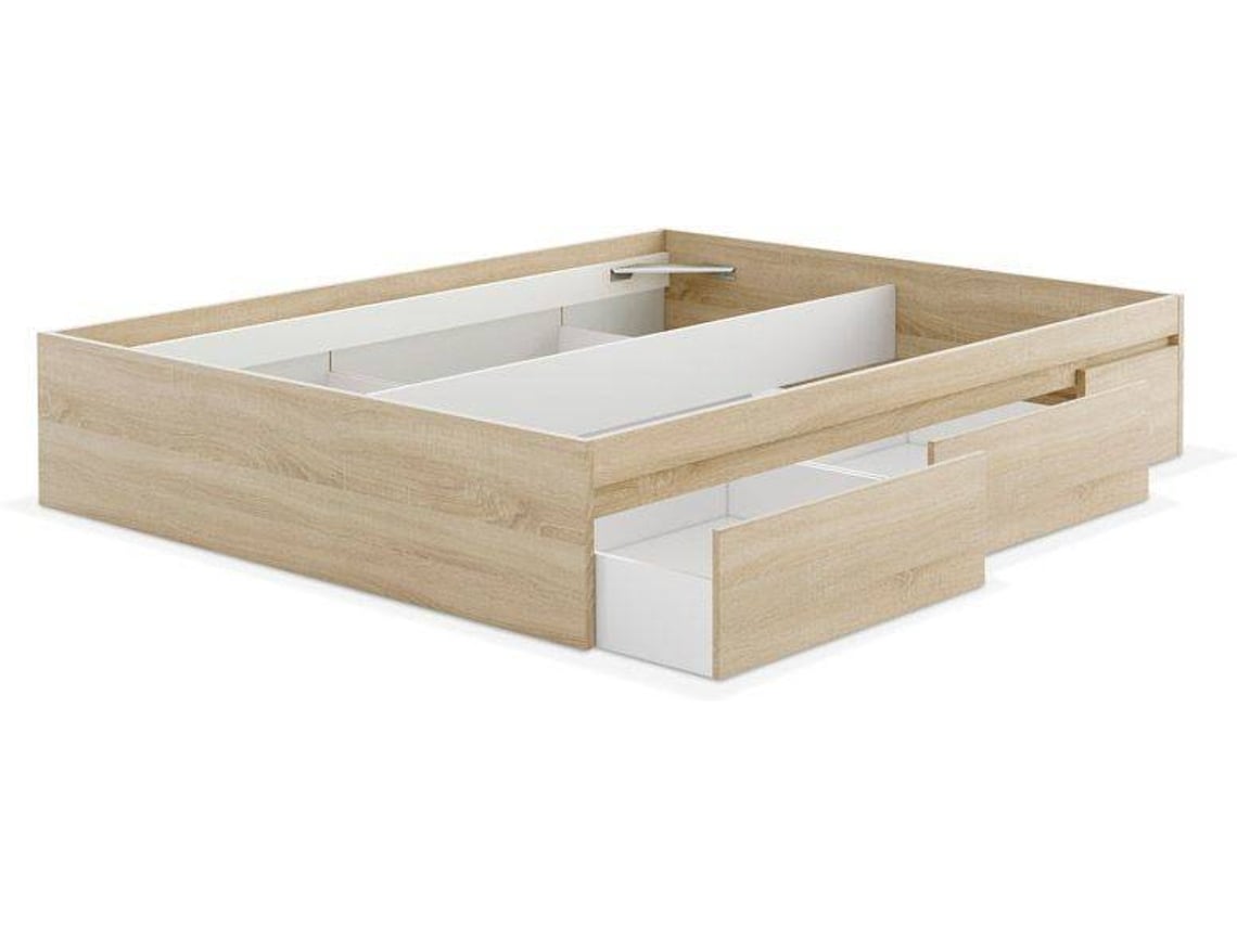 Cama de Casal HABITDESIGN Oxide Com 4 Gavetas (210 cm x 55 cm x 10.1 cm)