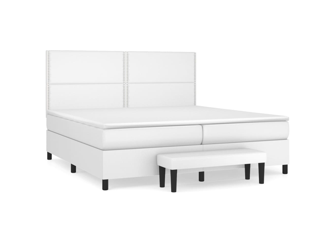 Cama Box Spring VIDAXL (Branco - Couro Artificial - 203 x 200 x 128 cm)