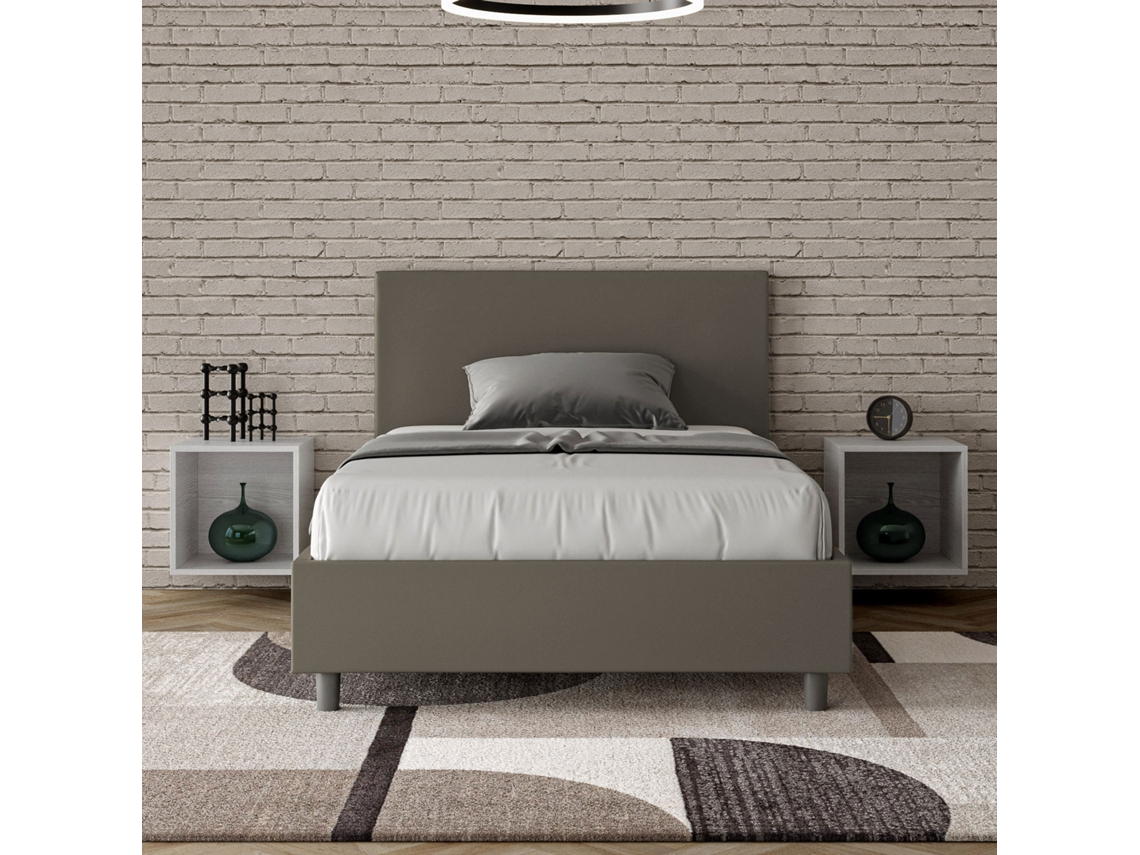 Cama de Corpo e Meio Sem Estrado Estofada AdeleITYHOME (120 x 210 cm - Painéis de Melamina e Couro Sintético)