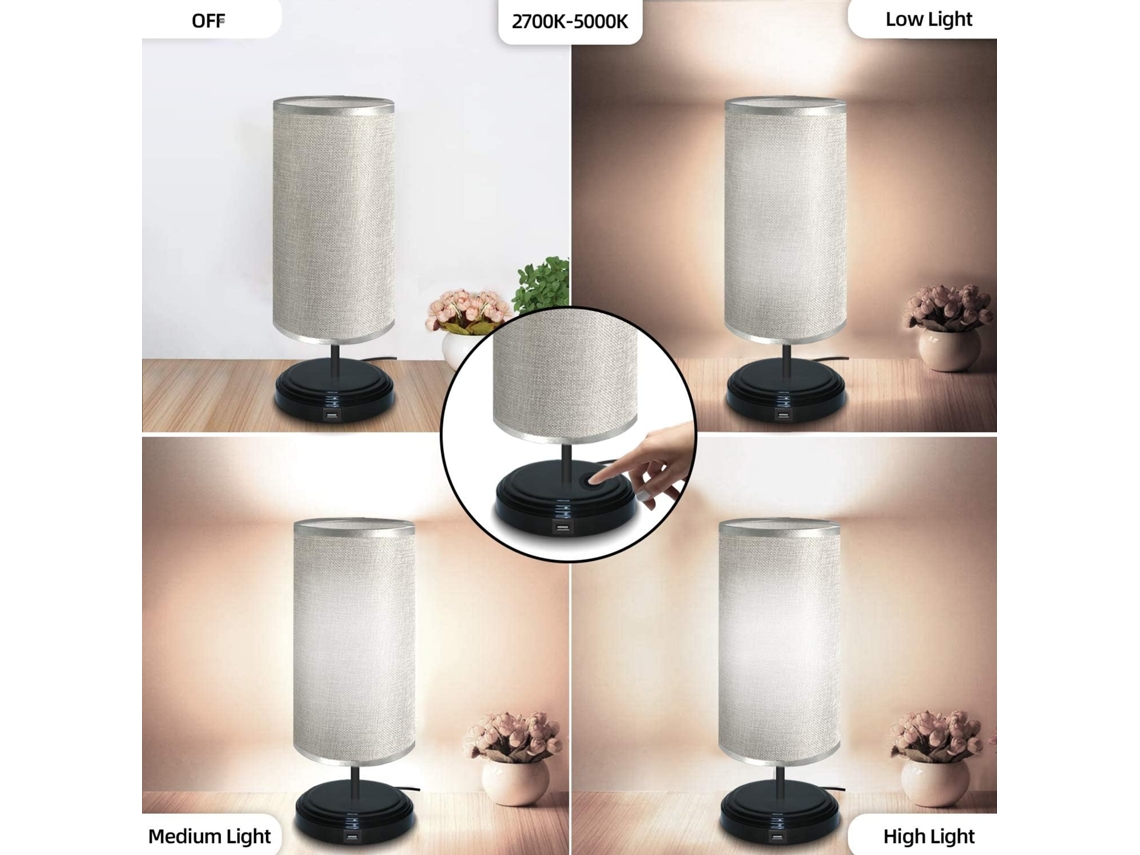 2 Unidades Luminária de Cabeceira com Carregamento Usb Preta W140*380Mm