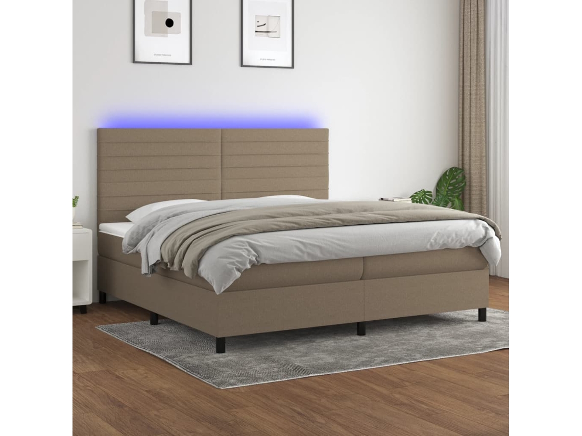 Cama box spring VIDAXL Cinzento-acastanhado Tecido (200x200 cm)