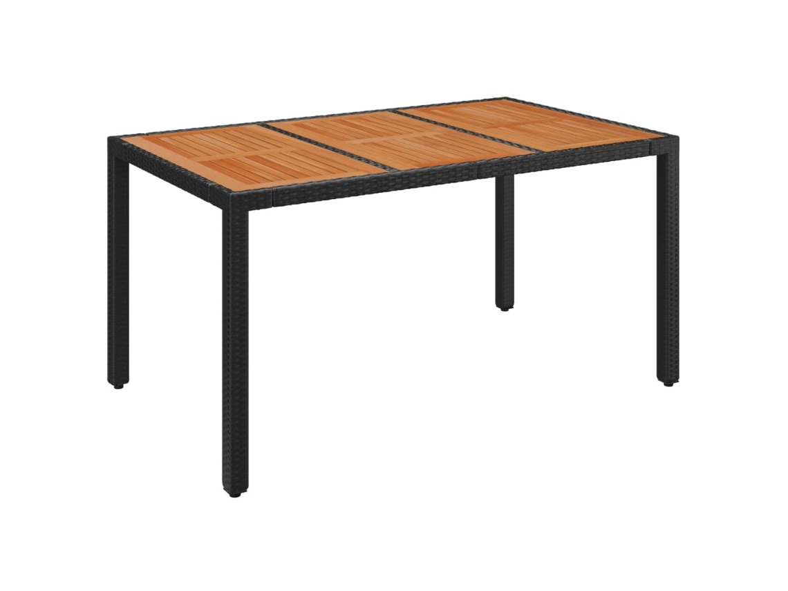 Mesa de Jardim com Tampo de Madeira 150X90X75 Cm Vime Pe Preto NONAME