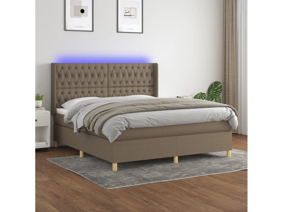 Cama Box Spring VIDAXL (Cinzento - Tecido - 203 x 183 x 128 cm)