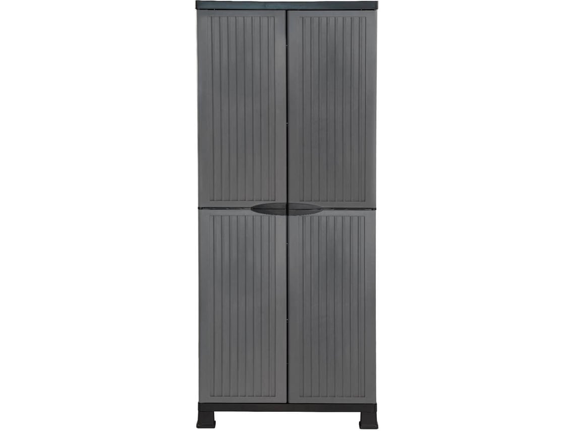 Armário de Exterior GH91 GARDEN HOUSE GARAGE 91 4 Prateleiras e Vassoura (Cinzento e Preto - - 39x68x171 cm)