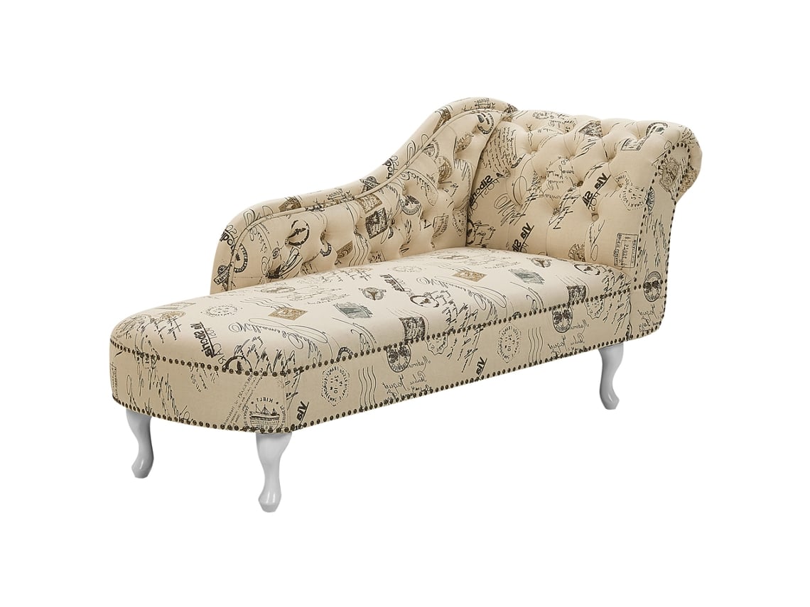 Chaise longue versão à direita BELIANI Nimes de Poliéster Creme 169x65x79