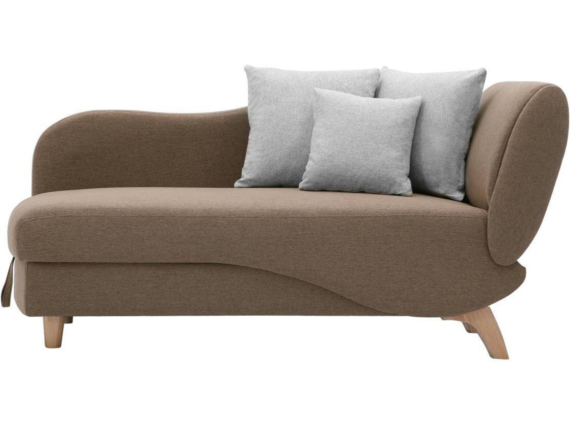 Chaise Longue Convertível Penelope VENTE-UNIQUE (Castanho - Tecido e Veludo - 160x80x81 cm/Dimensões da cama: 60-79 cm)