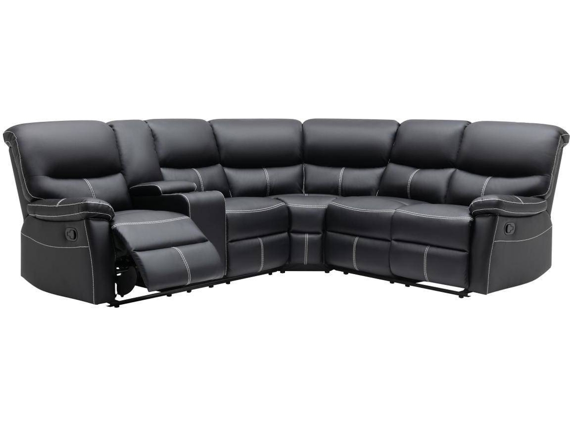 Sofá Relax Canby VENTE-UNIQUE (Preto - Pele sintética - 253x223x96.5 cm)