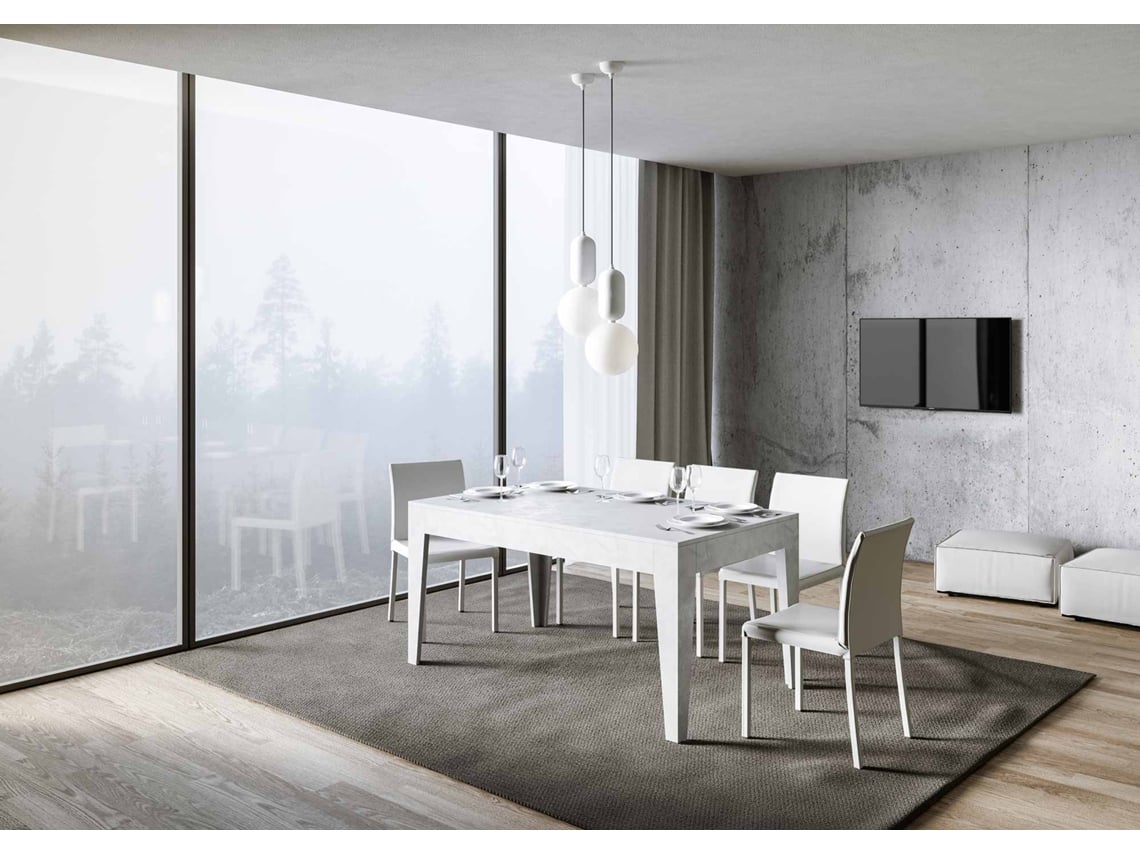 Mesa de Refeição ITAMOBY Cico (90x160/220 - Painéis em Melamina - Branco Espatulado)