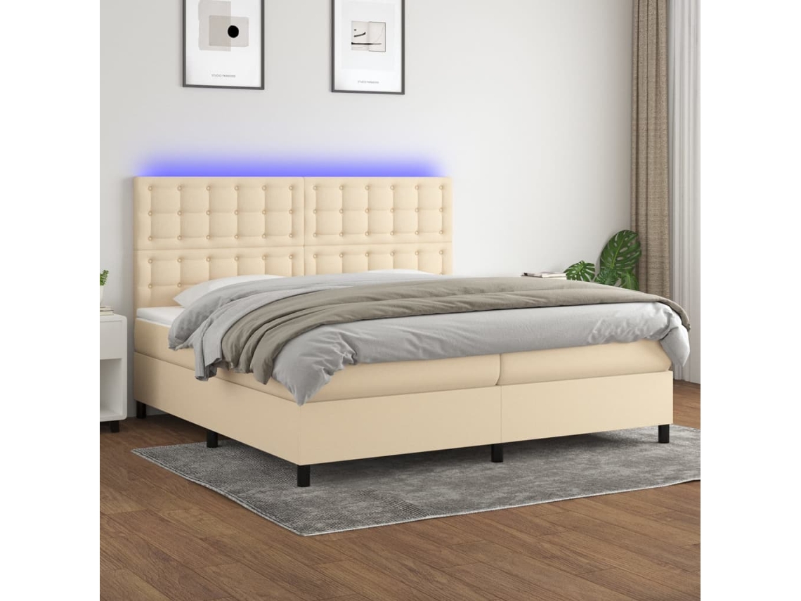 Cama box spring VIDAXL Creme Tecido (200x200 cm)