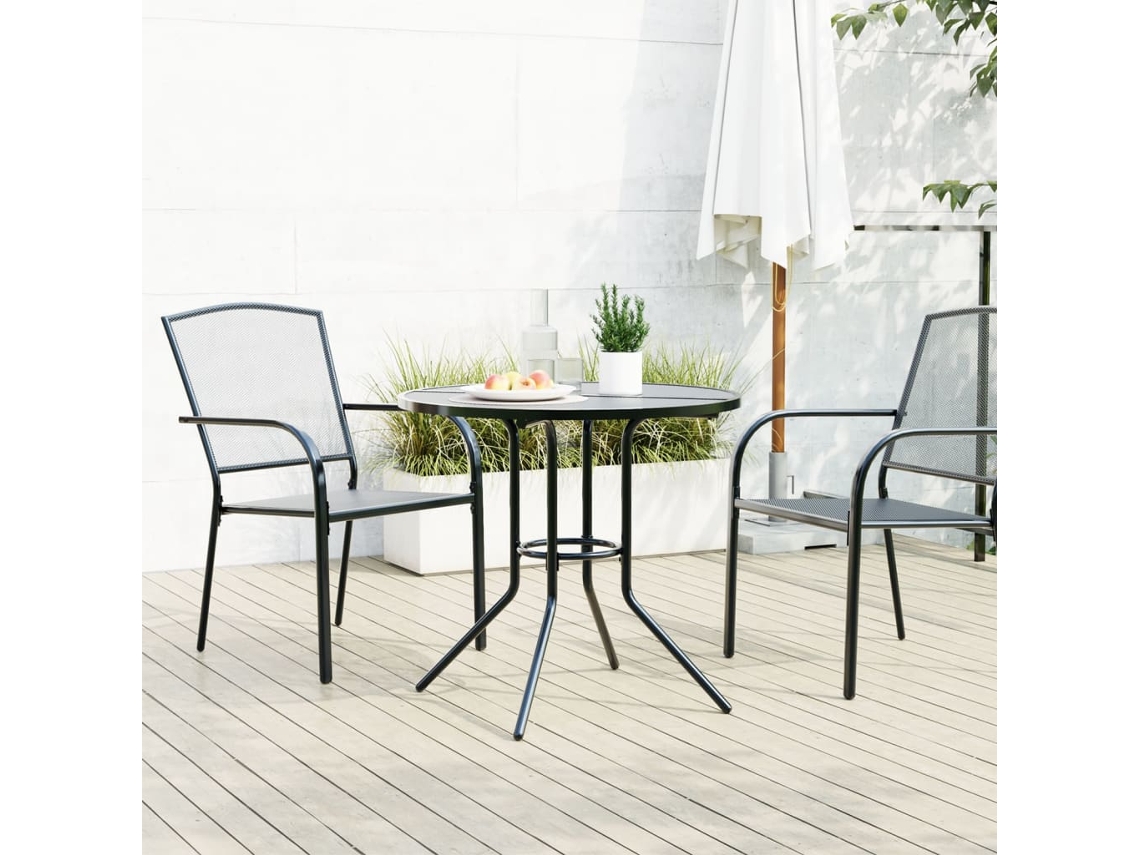 Mesa De Pátio Redonda Ø80x72,5 Cm Aço Revestido A Pó Antracite