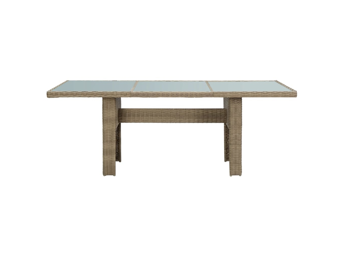Mesa De Jantar Jardim 200x100x74 Cm Vidro E Vime Pe Castanho