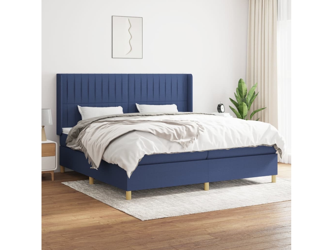 Cama box spring VIDAXL Azul Tecido (200x200 cm)