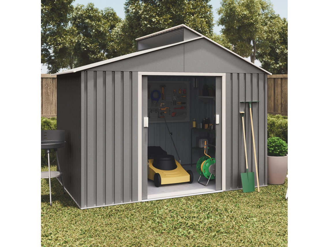 Abrigo de Metal WASABI Metálico 7,25m² 282x257x222 cm Acabamento Metálico de Alta Qualidade Claraboia Em Policarbonato