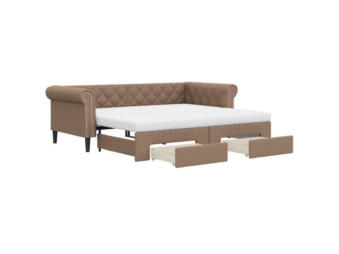 MAISON EXCLUSIVE Sofá-Cama com Gavetão e Gavetas 90X200 Cm Couro Art. Cappuccino