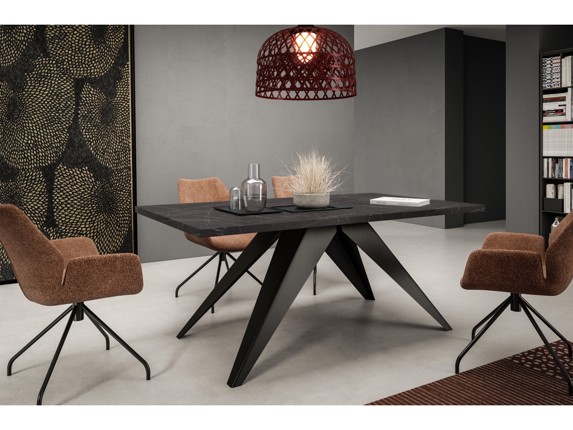 Mesa de Jantar FURNLUX PREMIUM Vento Preto Madeira de Engenharia 90X260X76 Cm