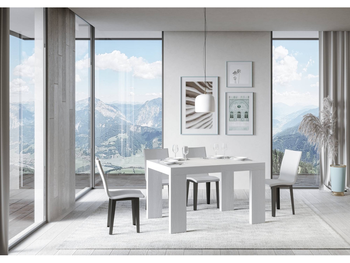 Mesa de Jantar Extensível 90X120/224 Cm Roxell Premium Cinza Branca ITAMOBY