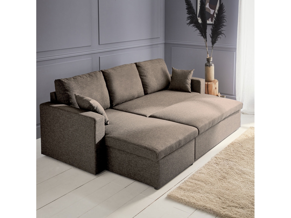 Sofá-Cama de Canto de 3 Lugares Castanho SWEEEK