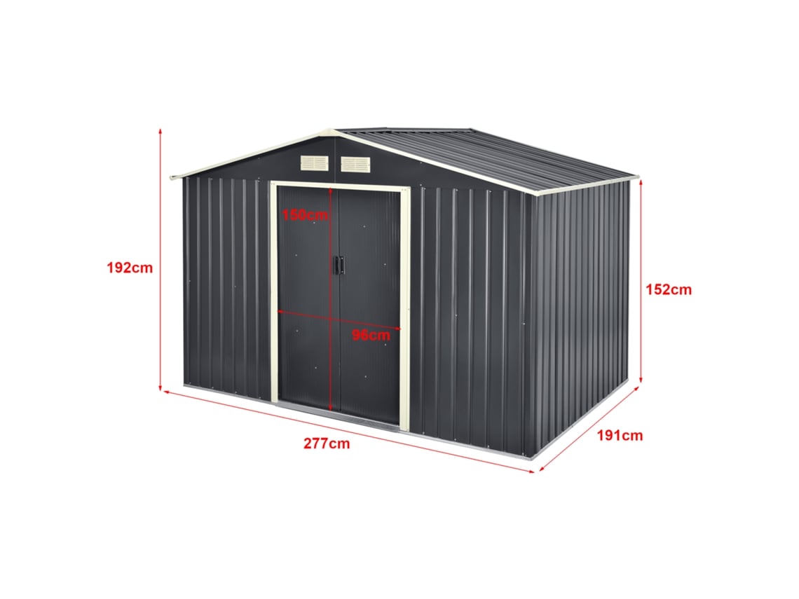 Abrigo [EN.CASA] (277x191x192 cm - Chapa Galvanizada - Cinzento)