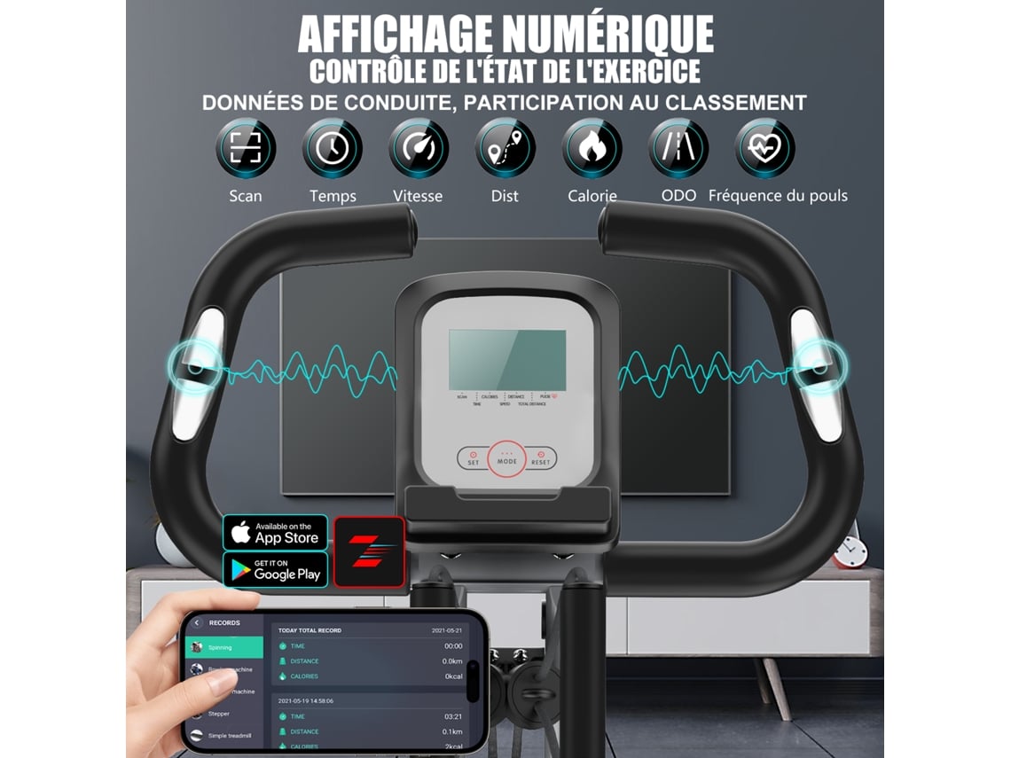 Bicicletas Estáticas Magnética Racingreat (z Sport App Com Bandas Resistência 10 Níveis Resistência Magnética Modelo E Cinzento)