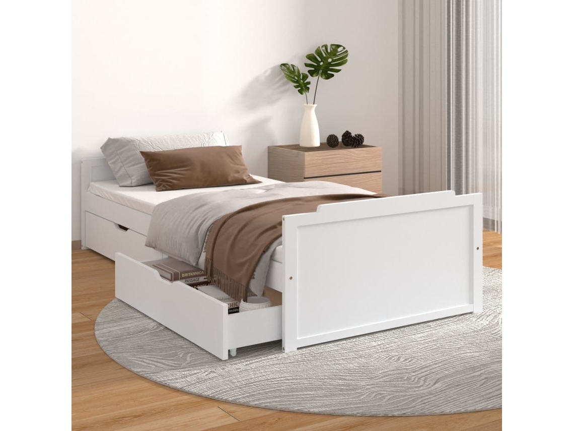Estrutura de cama VIDAXL Branco Madeira de pinho (90x200 cm)