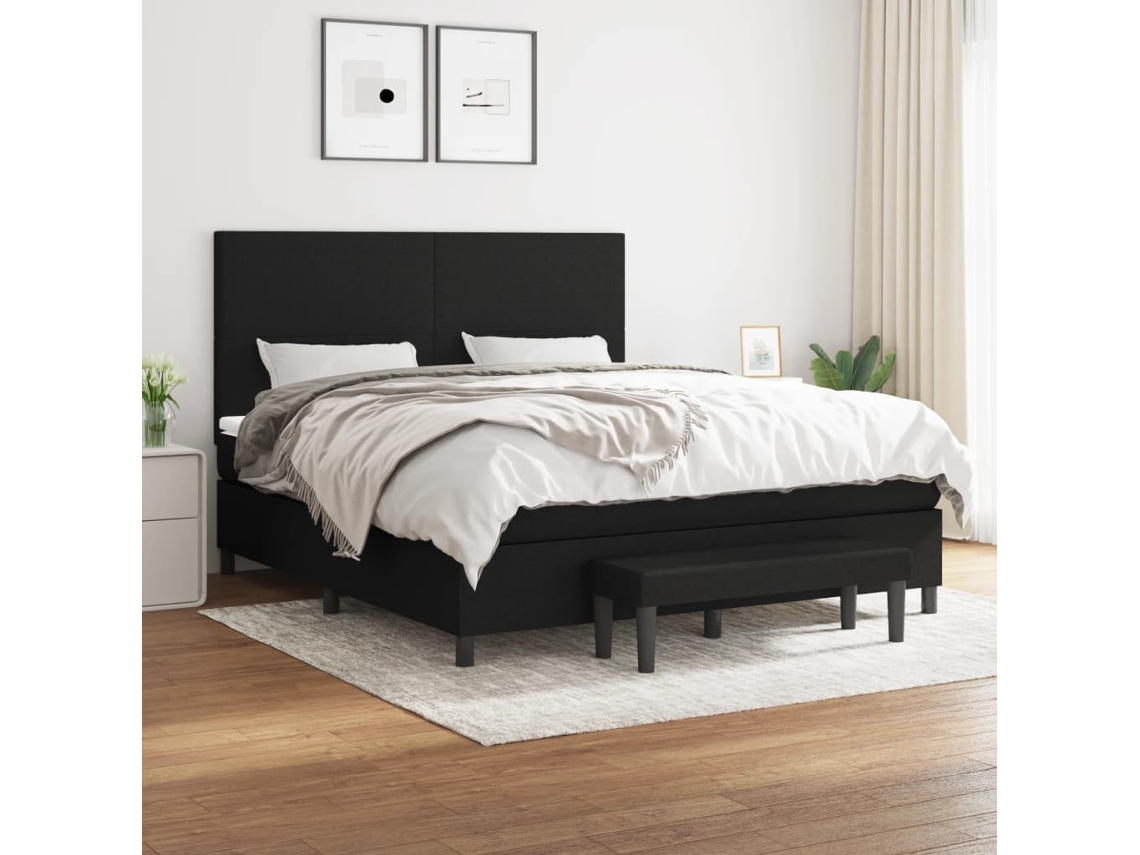 Cama box spring VIDAXL Preto Tecido (180x200 cm)