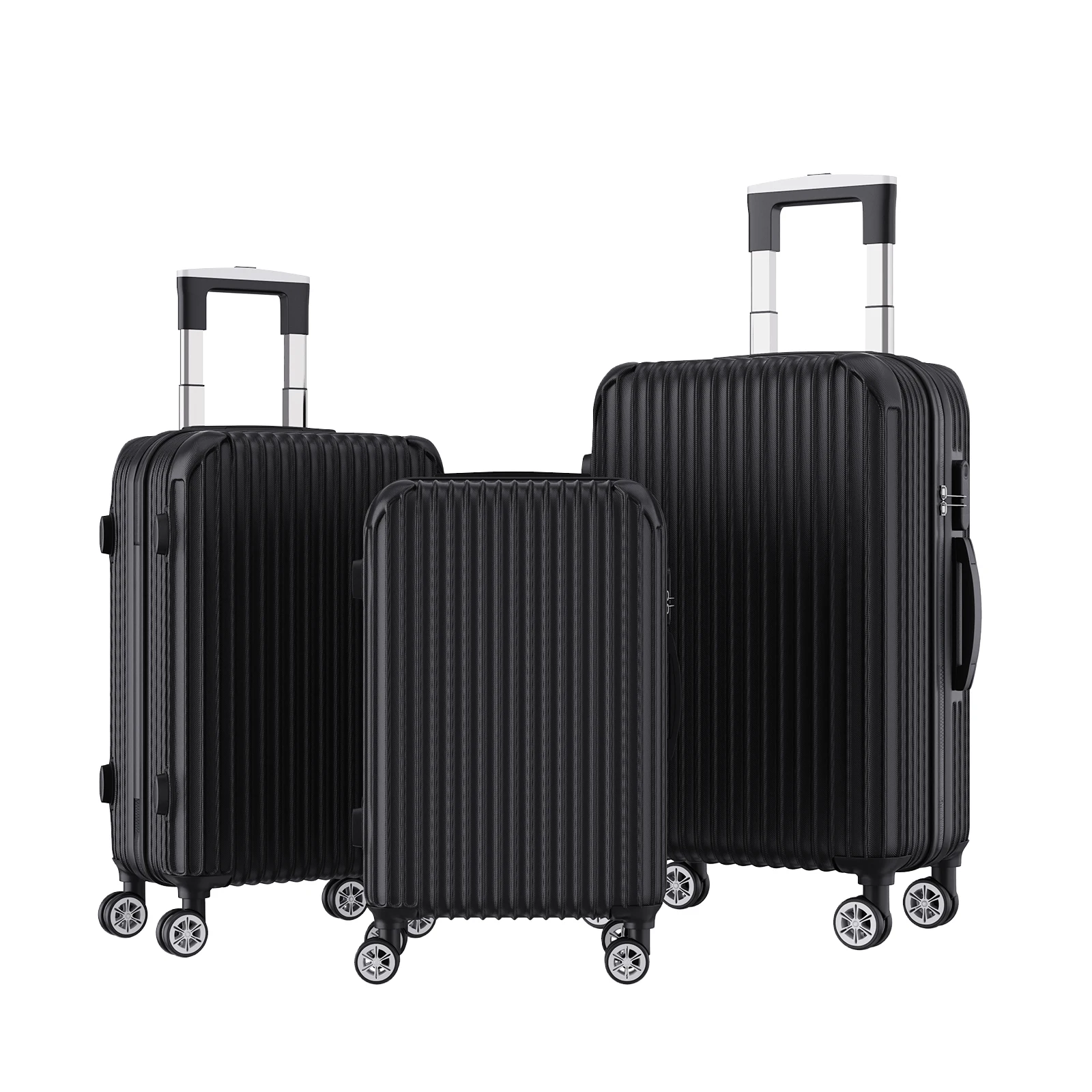 Conjunto De Malas De Viagem 3 Peã§as Abs Preto Rodas 360 Graus Oem