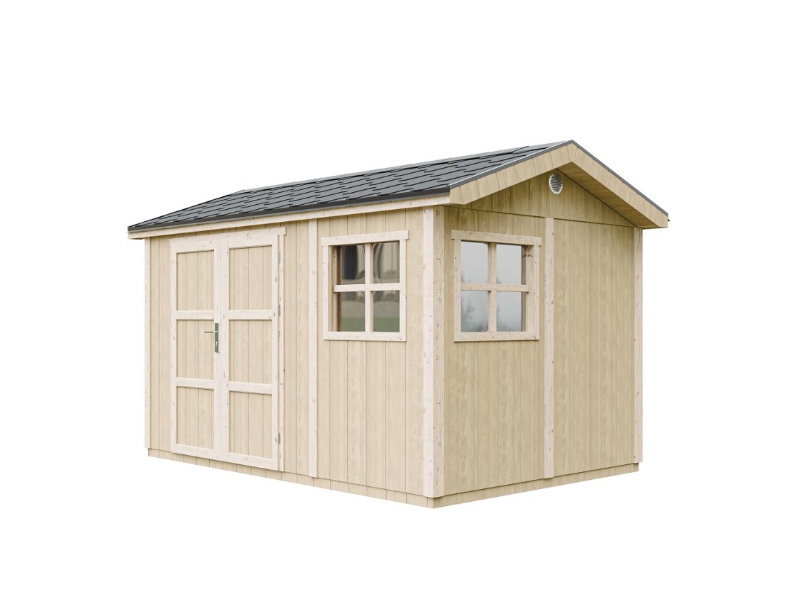 Casa De Jardim Qualidade Premium 8,68 M² A252x250x412 Cm Com Piso E Telhas Betuminosas Timbela M914a Cavern Steel