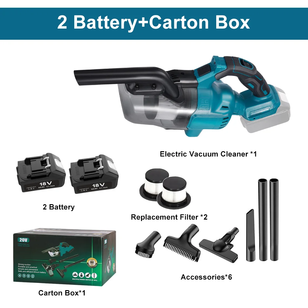 Aspirador Elétrico, Potência De 1000w, Poder De Sucção De 16000pa, Design Leve, 2 Bateria Oem