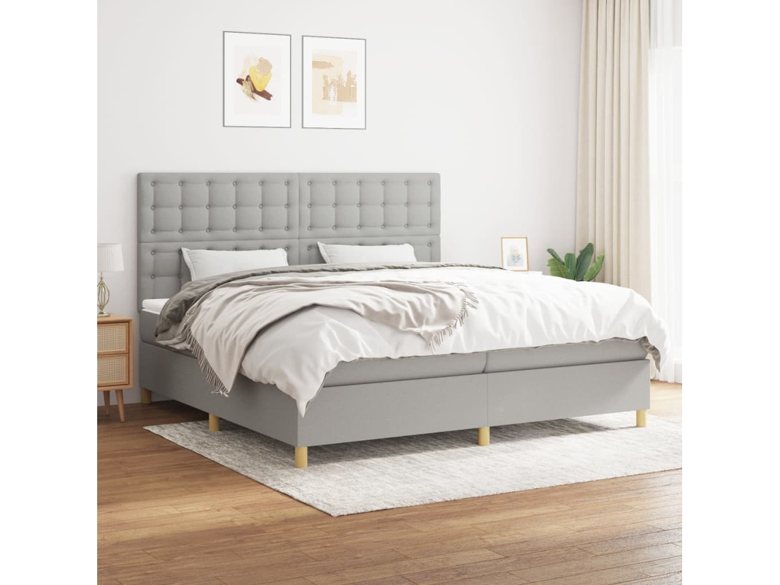 Cama box spring VIDAXL Cinzeto Tecido (200x200 cm)