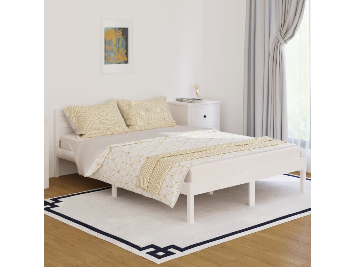 Bed frame VIDAXL Branco Madeira (140x200 cm)