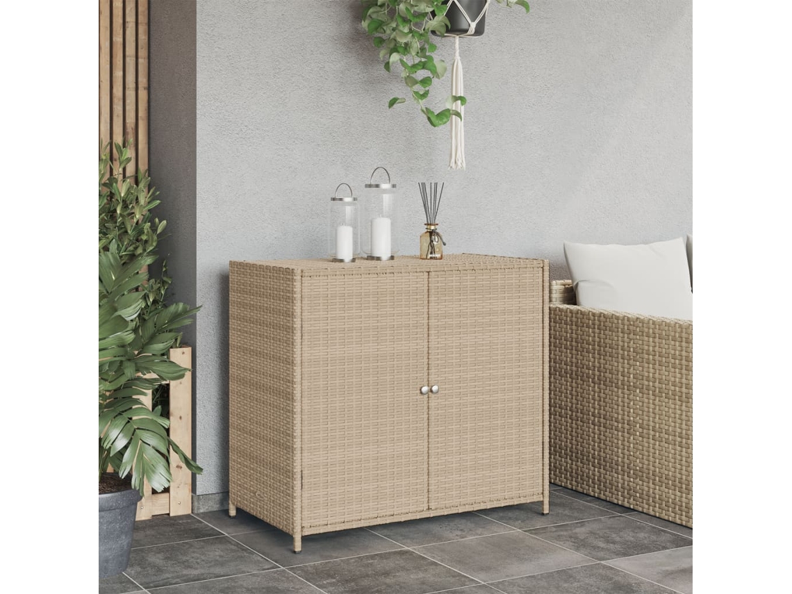 Armário de Arrumação P/ Jardim 83X45X76 Cm Vime Pe Bege PANGSHIYUAN