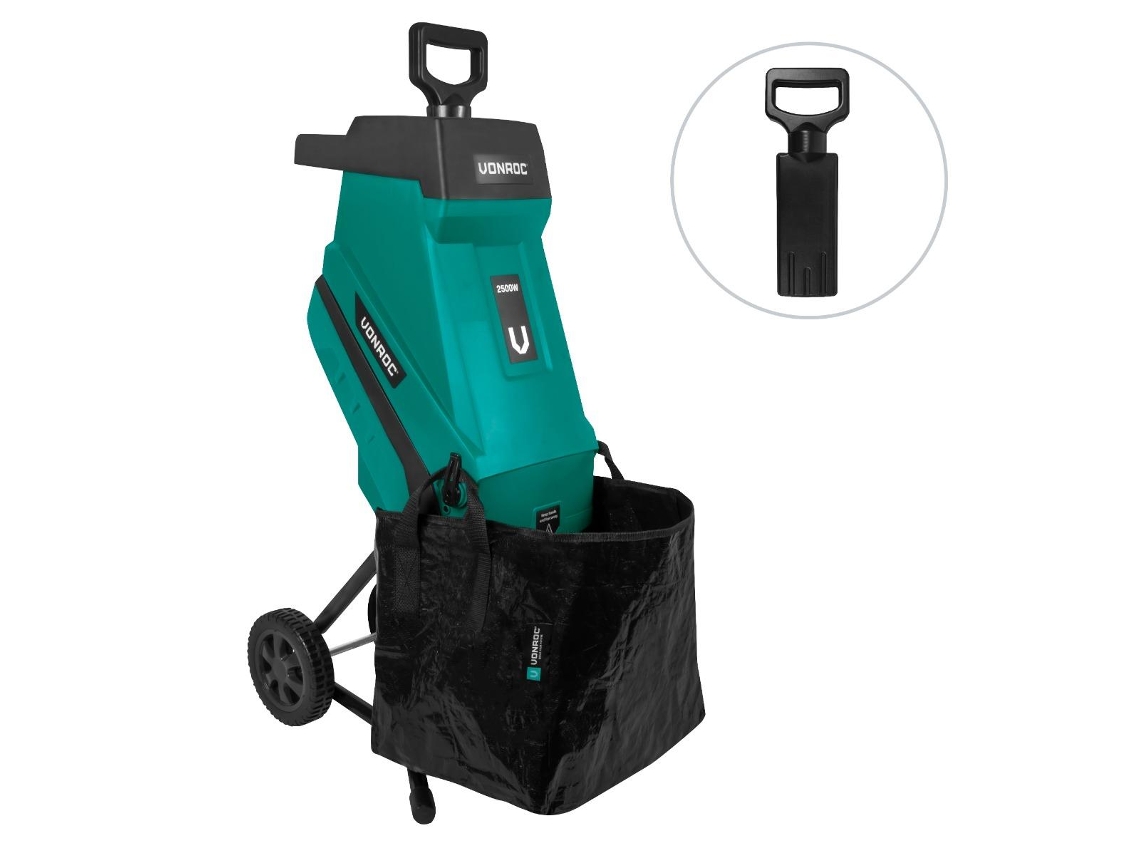 Triturador de Ramos VONROC 2500W Para Ramos de Até 45Mm Inclui Saco Coletor 45L