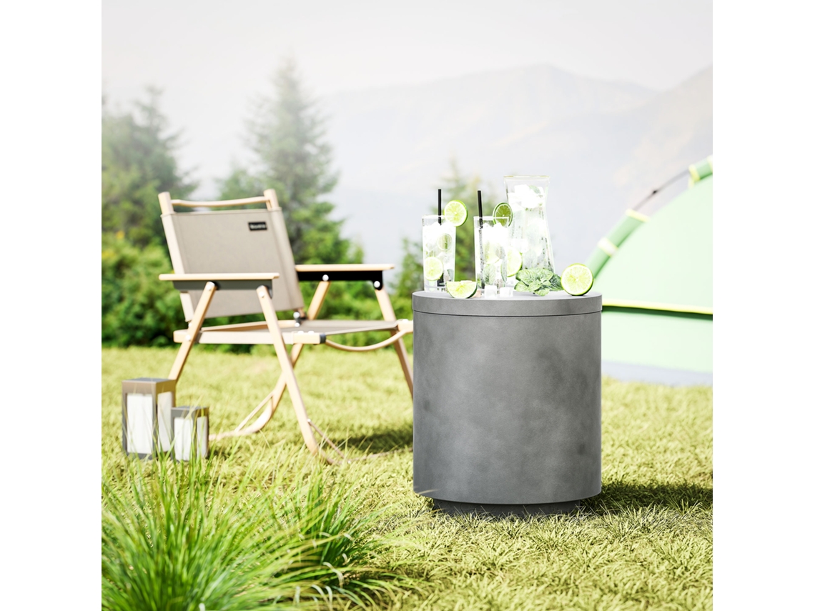 Mesa Ao Ar Livre Com Cooler, Câmara De Gelo, Cinza Claro