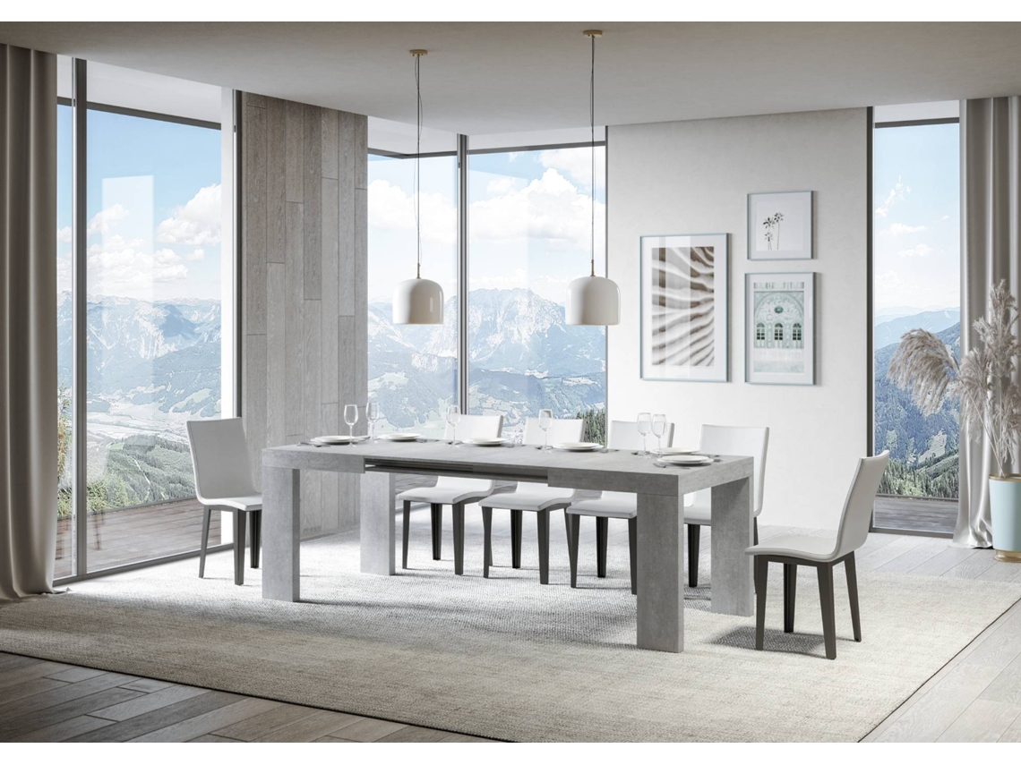 Mesa de Jantar Extensível 90X120/224 Cm Roxell Cimento