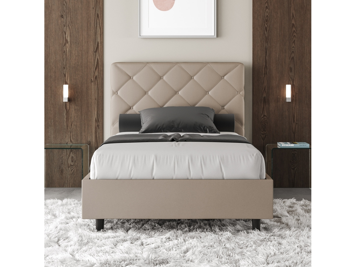 Cama de Corpo e Meio Sem Estrado Estofada PriyaITYHOME (120 x 210 cm - Painéis de Melamina e Couro Sintético)