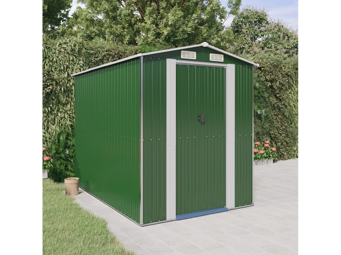 Abrigo de Metal VIDAXL Verde Aço (192x274x223 cm)