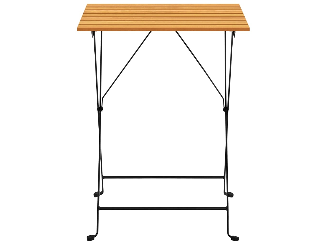 Mesa De Bistrô 55x54x71 Cm Madeira De Acácia Maciça E Aço Dobrável