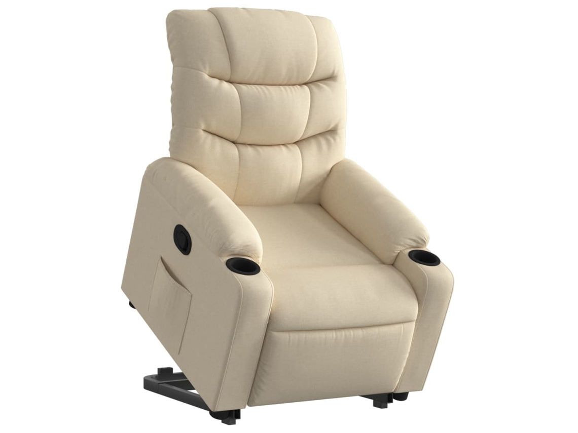Poltrona reclinável elevatória tecido cor creme