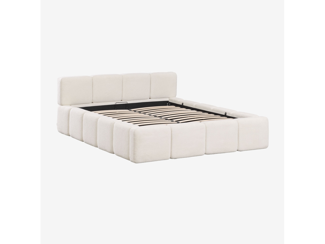 Sklum Cama Com Base Rebatível Em Tecido Bouclé Jolcem Poliéster 180 X 200 Cm