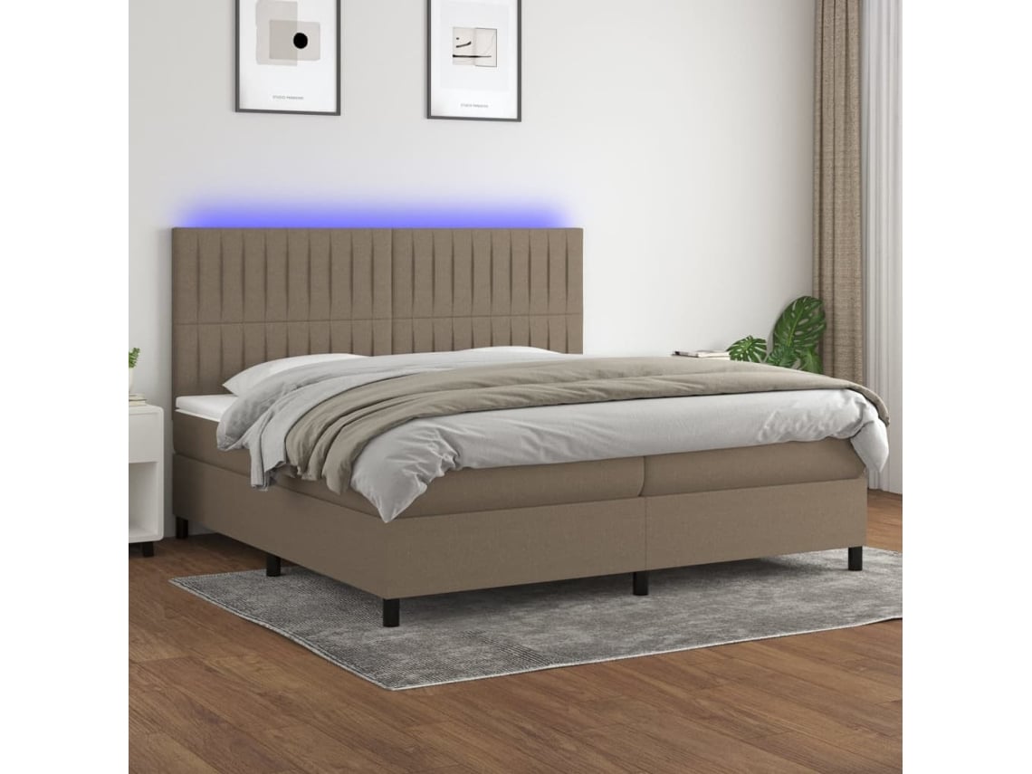 Cama box spring VIDAXL Cinzento-acastanhado Tecido (200x200 cm)