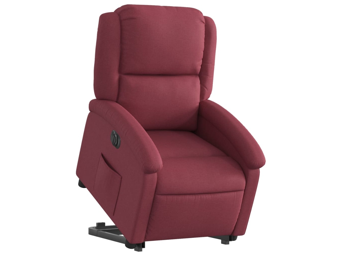 Poltrona reclinável elevatória elétrica tecido vermelho-tinto