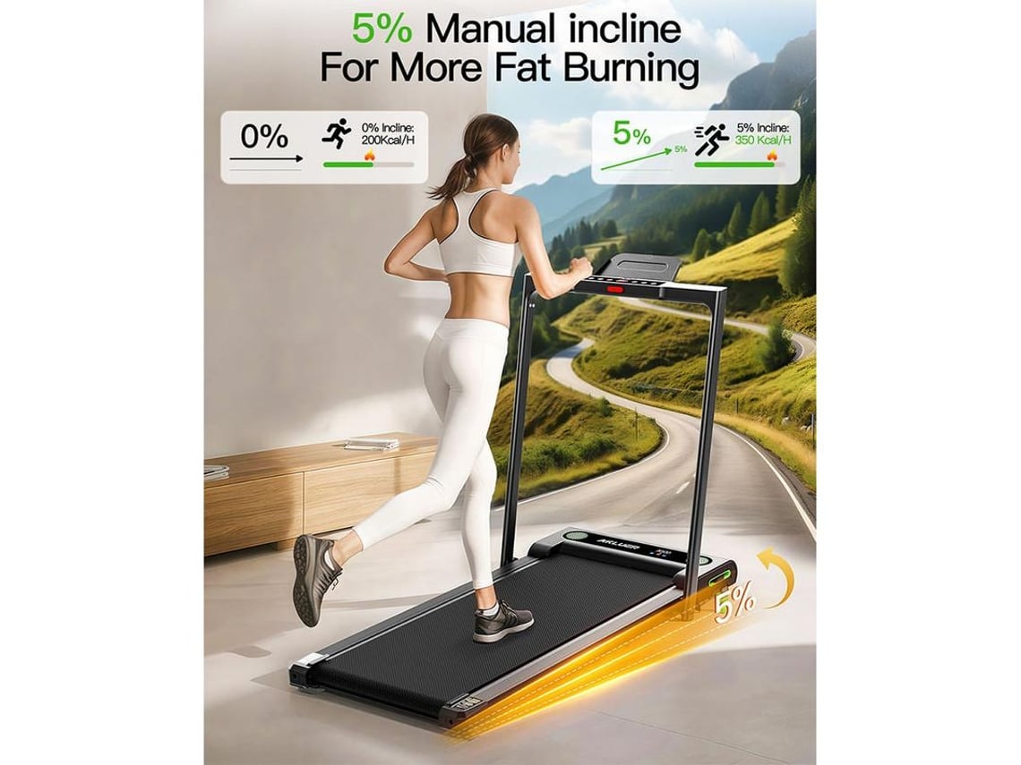 Esteira De Corrida Akluer 480l B Para Caminhada Com Inclinação E Alça 2.5hp Sob Mesa 330lbs Dobrável Tela Led Controle Remoto Silenciosa