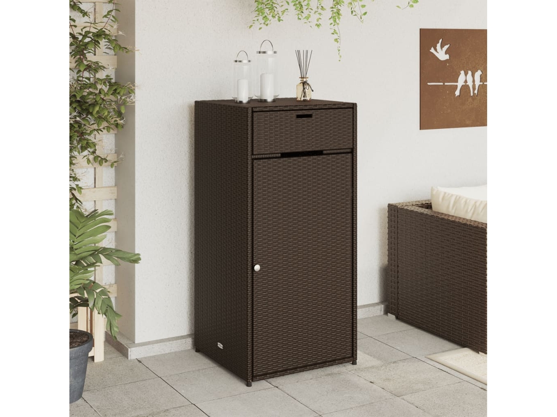 Armário de Arrumação para Jardim 55X55X111 Cm Vime Pe Castanho PANGSHIYUAN