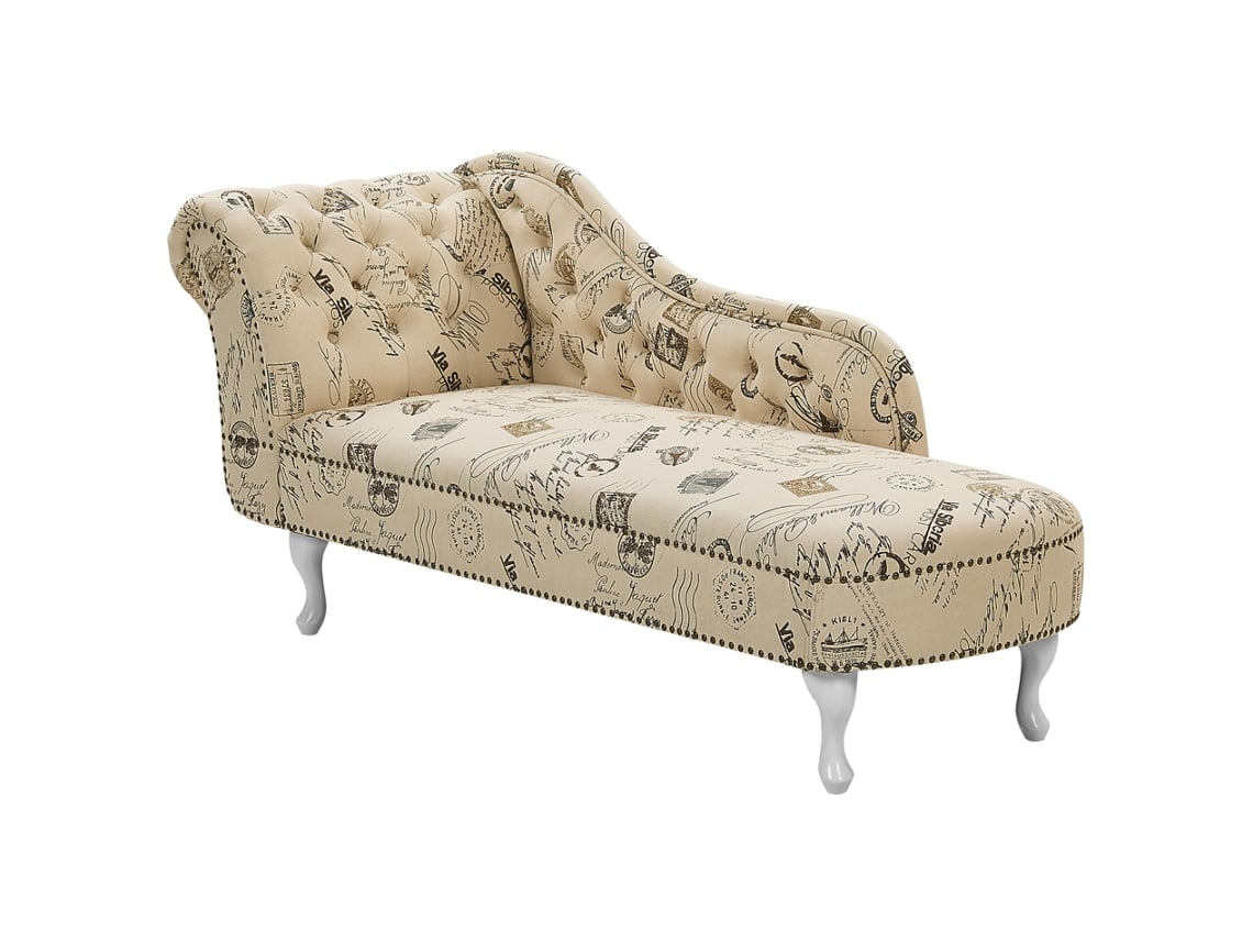 Chaise longue versão à esquerda BELIANI Nimes de Poliéster Creme 169x65x79