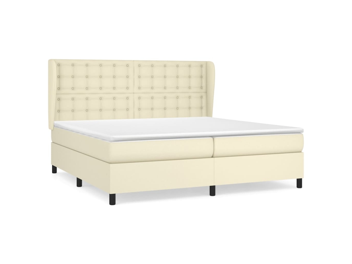 Cama Box Spring VIDAXL (Bege - Couro Artificial - 203 x 203 x 128 cm)