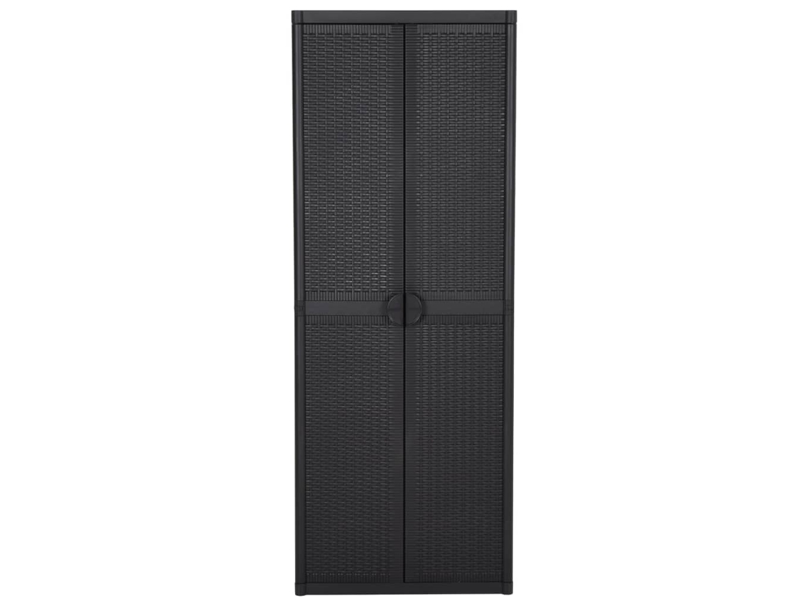 Armário de Arrumação para Jardim 65X45X172 Cm Vime Pp Preto PANGSHIYUAN